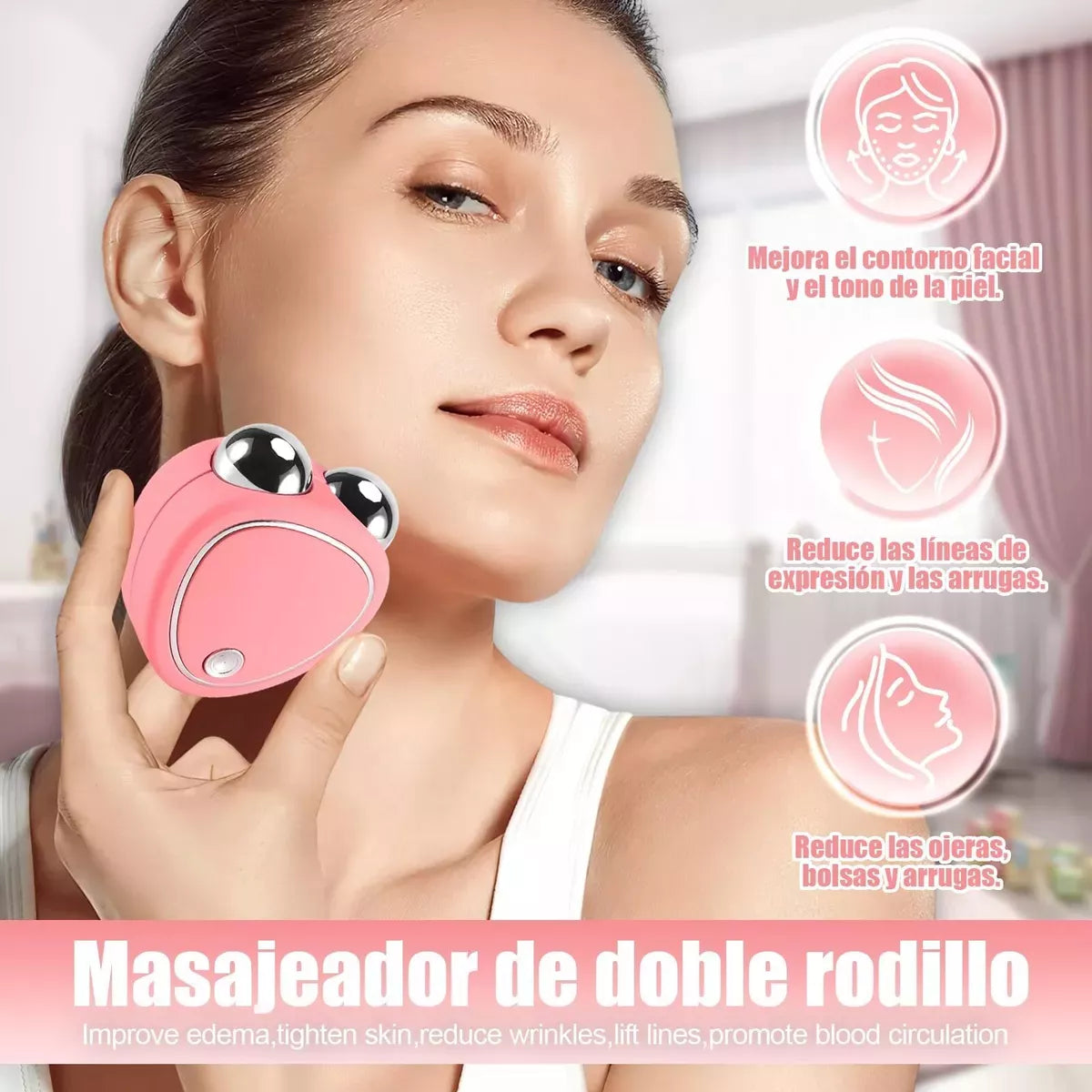 Masajeador facial con microcorriente