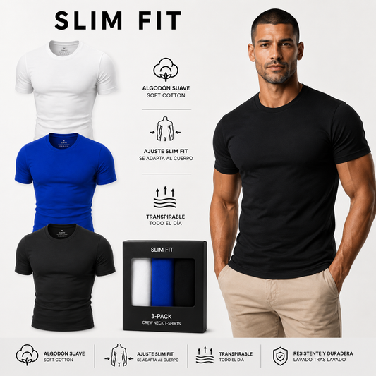 Pack 3 Camisetas Confort Slim Fit