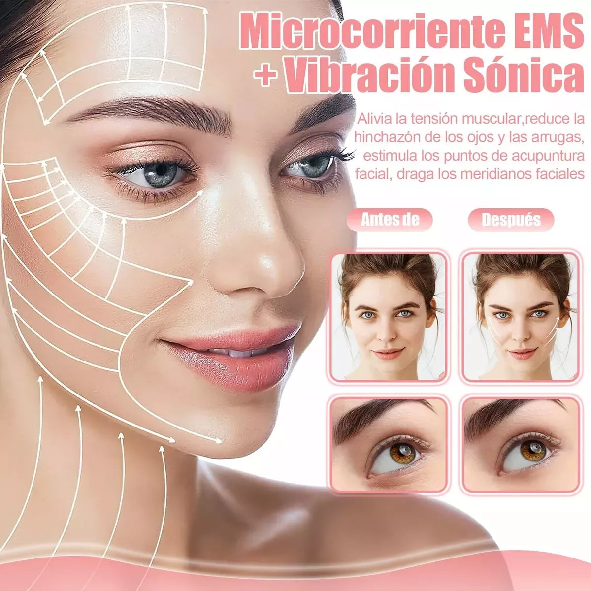 Masajeador facial con microcorriente